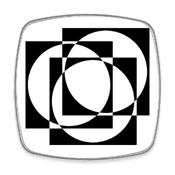 Motif géométrique de cercles et carrés - Magnet carré - blanc - Devant