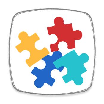 Collage de pièces de puzzle colorées - Magnet carré - blanc - Devant