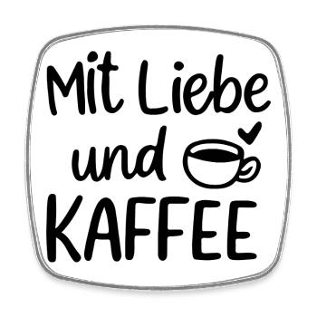 Mit Liebe und Kaffee Illustration Morgenmuffel - Viereckiger Kühlschrankmagnet - Weiß - Vorne