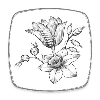 Flower tendril - Square fridge magnet - white - Front