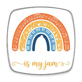 Musik unterrichten ist mein Ding – Retro Boho Rainbow - Viereckiger Kühlschrankmagnet - Weiß - Vorne