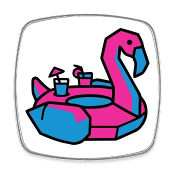 Fête de la piscine des animaux natants Flamants - Magnet carré - blanc - Devant