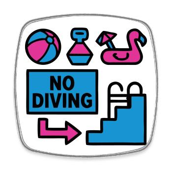 Pool Party Set Summer 90s - Square fridge magnet - white - Front