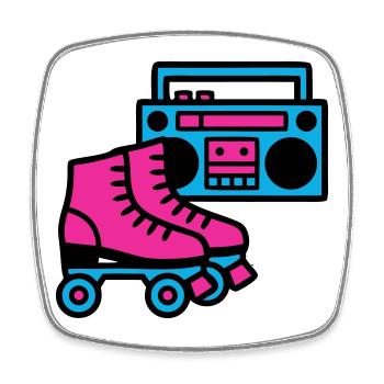 Rollschuhe Boombox 80er Retro - Viereckiger Kühlschrankmagnet - Weiß - Vorne