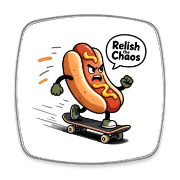 Furious Hot Dog – Humor Street Food Chaos - Viereckiger Kühlschrankmagnet - Weiß - Vorne