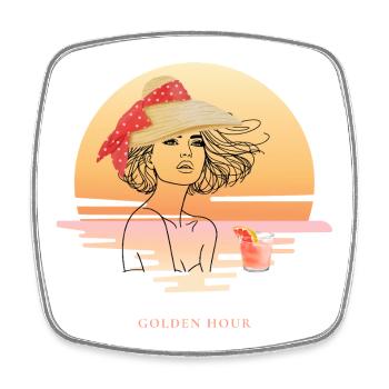 Golden Hour Sunset Design, Elegant Summer Feeling - Square fridge magnet - white - Front