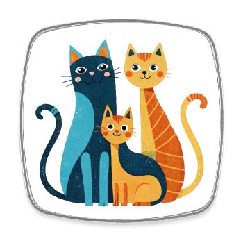 Bright Cat Trio: Modern Whimsy - Square fridge magnet - white - Front