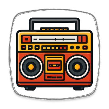 Retro boombox pop art - Square fridge magnet - white - Front