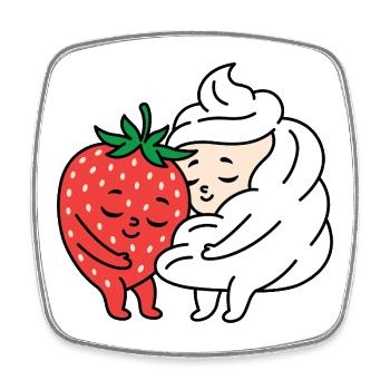 Amour fraise et crème - Magnet carré - blanc - Devant