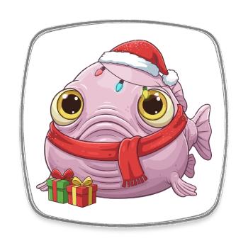 Funny Blobfish - Christmas Time with... - Square fridge magnet - white - Front
