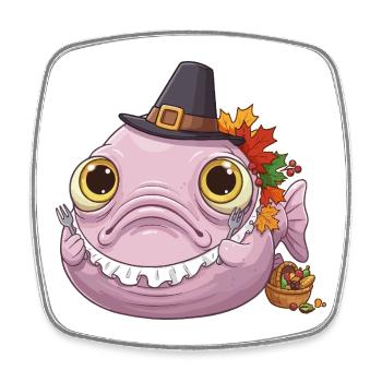 Funny Blobfish - Autumn and Thanksgiving - Square fridge magnet - white - Front
