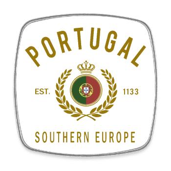 Portugal Emblem Gold-Look Laubkranz - Viereckiger Kühlschrankmagnet - Weiß - Vorne