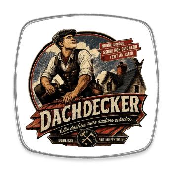 Dachdecker Vintage Werbeposter - Viereckiger Kühlschrankmagnet - Weiß - Vorne