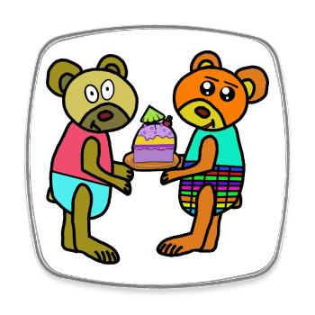 Teddy Valentine Muffin Cake Birthday Bear - Square fridge magnet - white - Front