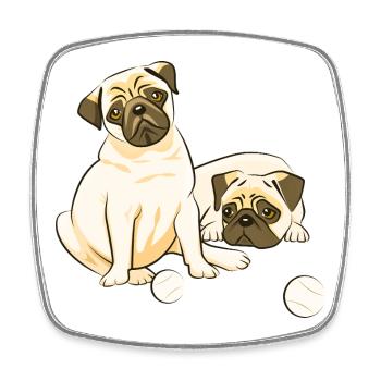 Duos aus Mops, Spieler und Träumer. - Viereckiger Kühlschrankmagnet - Weiß - Vorne