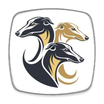 Dreifache Windhunde Silhouette - Viereckiger Kühlschrankmagnet - Weiß - Vorne