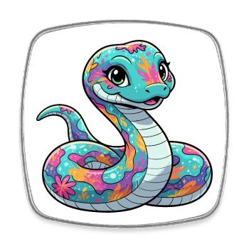 Colorful Flower Snake - Square fridge magnet - white - Front
