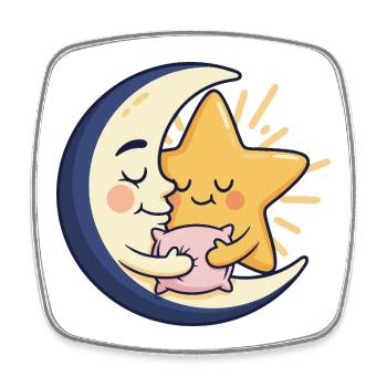 Mond und Stern Kuschelfreund - Viereckiger Kühlschrankmagnet - Weiß - Vorne