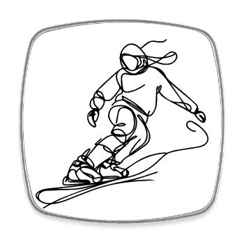 Dessin de snowboardeur - Magnet carré - blanc - Devant