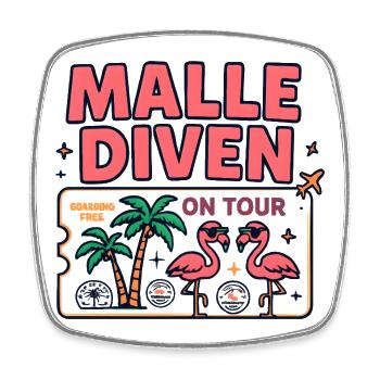 Malle Divas On Tour Women's Flamingo Mallorca Party - Square fridge magnet - white - Front