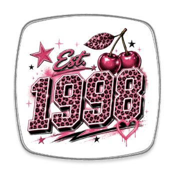 Est. 1998 Pink Leopard Birthyear - Viereckiger Kühlschrankmagnet - Weiß - Vorne