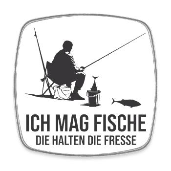 Ich Mag Fische Die Halten Die Fresse Angler - Viereckiger Kühlschrankmagnet - Weiß - Vorne