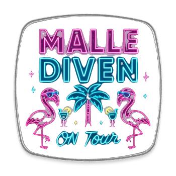 Malle Diven On Tour Damen Flamingo Mallorca Party - Viereckiger Kühlschrankmagnet - Weiß - Vorne