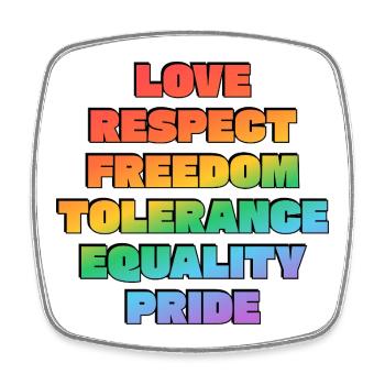 Rainbow Pride Values - Square fridge magnet - white - Front