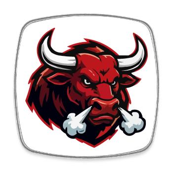 Motif de tête de taureau de feu - Magnet carré - blanc - Devant