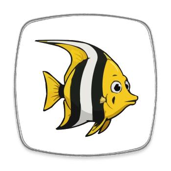 Yellow Stripe Fish Cartoon - Square fridge magnet - white - Front