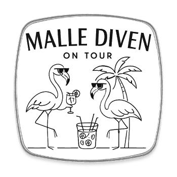 Malle Divas On Tour Women's Flamingo Mallorca Party - Square fridge magnet - white - Front