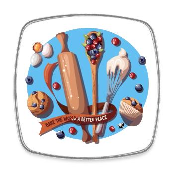Backutensilien und Blueberry Muffins Abbildung - Viereckiger Kühlschrankmagnet - Weiß - Vorne