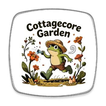 Cottagecore Garden Frog - Magnet carré - blanc - Devant