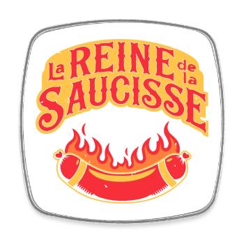 Reine de la Saucisse en Flammes - Magnet carré - blanc - Devant