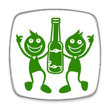 Grünes Duo mit Bierflasche - Viereckiger Kühlschrankmagnet - Weiß - Vorne