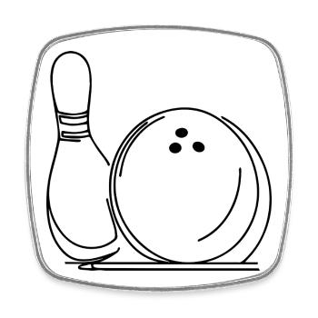 Bowlingkugel und Pin - Viereckiger Kühlschrankmagnet - Weiß - Vorne