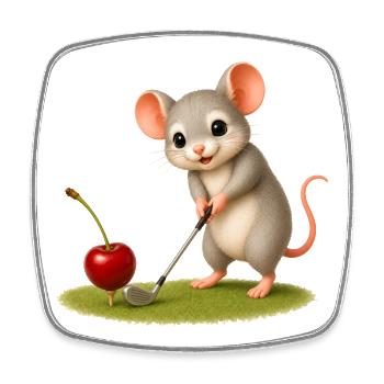 Niedliche Maus beim Golfspielen - Viereckiger Kühlschrankmagnet - Weiß - Vorne