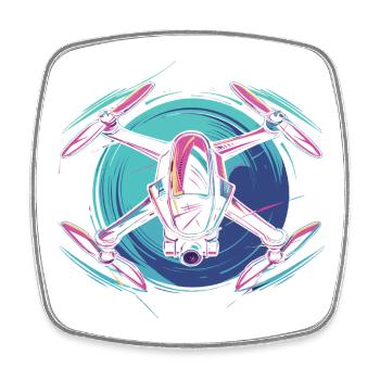 Neon Drone - Square fridge magnet - white - Front