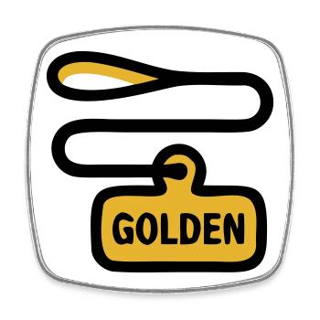 Dog Leash Golden Retriever Walk - Square fridge magnet - white - Front