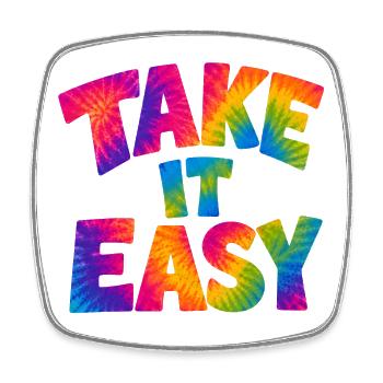 TAKE IT EASY – Relaxed into summer mode - Square fridge magnet - white - Front