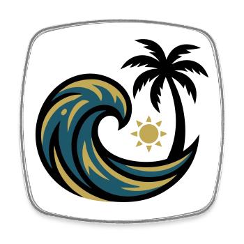 Welle Palme Surfen Strandurlaub Beachclub - Viereckiger Kühlschrankmagnet - Weiß - Vorne