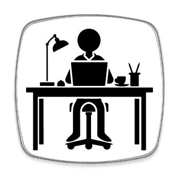 Worker Computer Job Office Learning - Square fridge magnet - white - Front