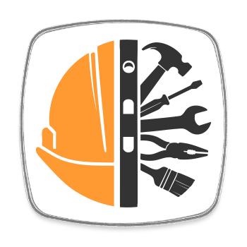 Bauhelm & Werkzeug – Handwerker Logo - Viereckiger Kühlschrankmagnet - Weiß - Vorne
