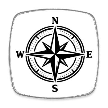 Compass - Square fridge magnet - white - Front