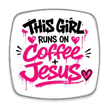 Kaffee Jesus Graffiti - Viereckiger Kühlschrankmagnet - Weiß - Vorne