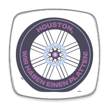 Houston Fahrradreifen Plattenwitz - Viereckiger Kühlschrankmagnet - Weiß - Vorne