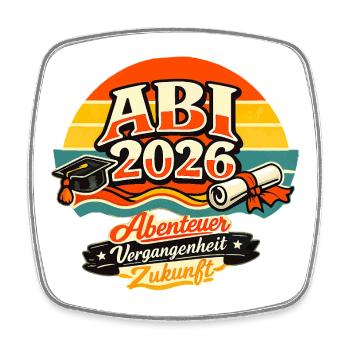Abi 2026: Abenteuer-Vergangenheit-Zukunft - Viereckiger Kühlschrankmagnet - Weiß - Vorne