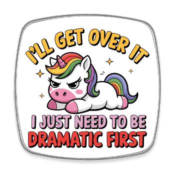 Einhorn Drama Spruch Motiv Geschenk - Viereckiger Kühlschrankmagnet - Weiß - Vorne