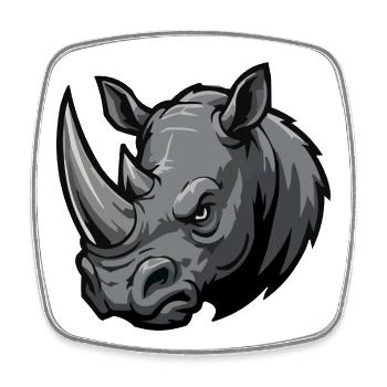 Grauer Rhino Kopf Mascot - Viereckiger Kühlschrankmagnet - Weiß - Vorne
