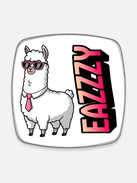 Lama en costume avec des lunettes de soleil roses - Magnet carré - blanc